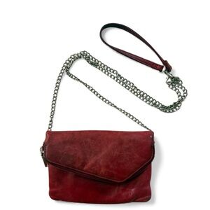 Hobo International Red Leather Chain Crossbody Bag